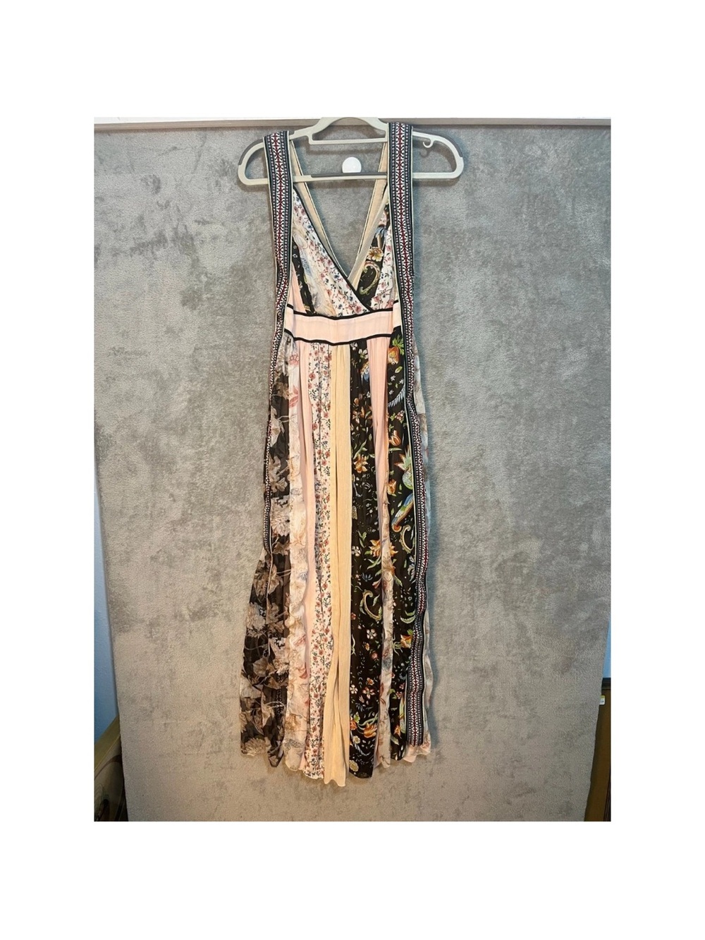Altar'd State Patchwork Floral Maxi Dress in Pink, Black, Cream
